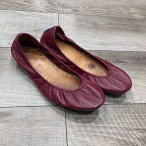 Tieks By Gavrieli Burgundy Ballet Flats Women's Size 10 Teal Bottom Leather Red
